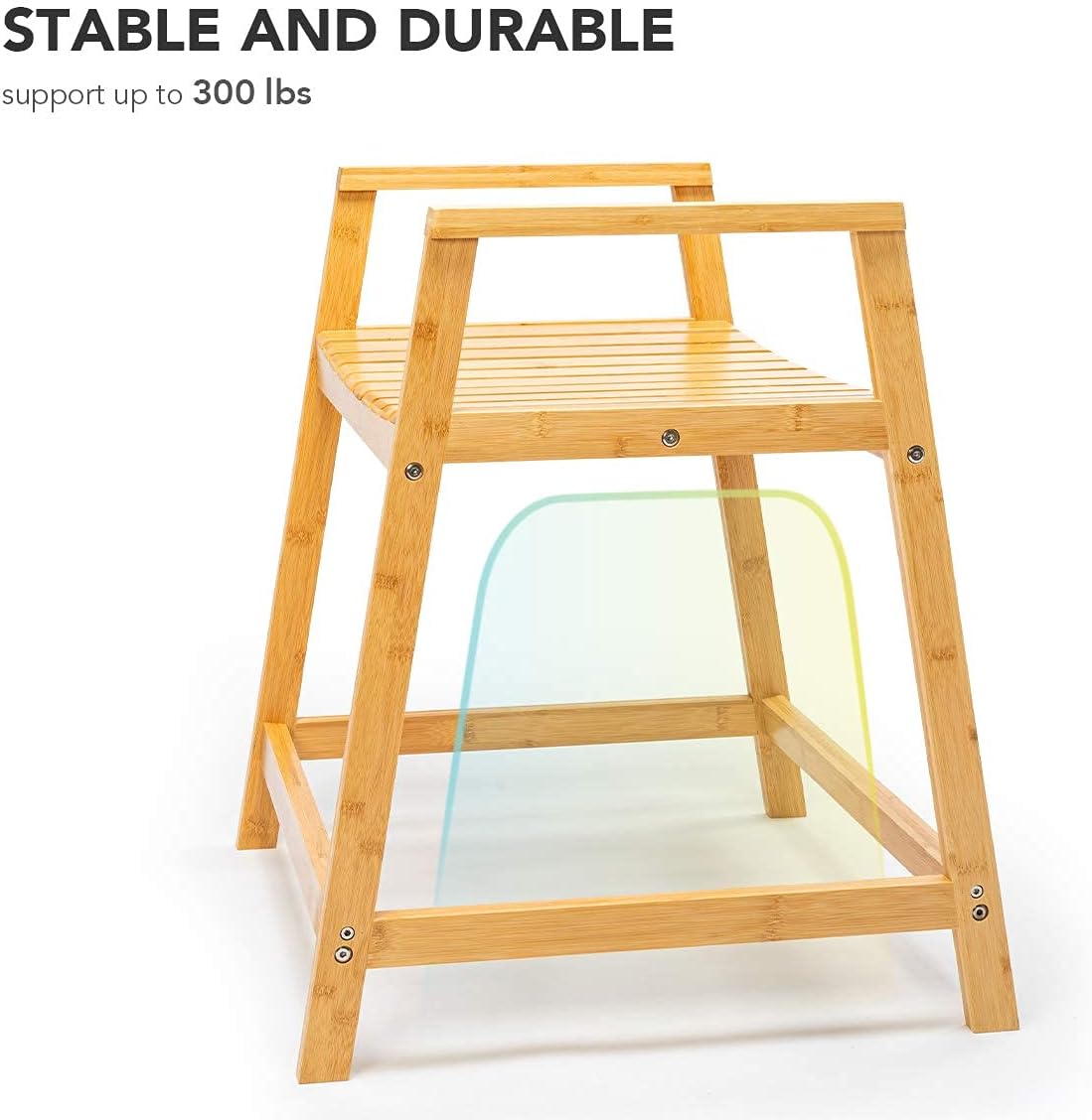 OasisSpace Bamboo Shower Bench - Waterproof Shower Chair Seat Stool with Arms, Wooden Spa Bath Organizer Seat, Perfect for Indoor or Outdoor