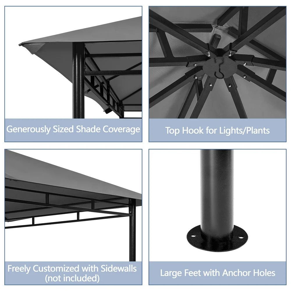 Yaheetech 11×11 ft Outdoor Patio Gazebo tent, Dark Gray
