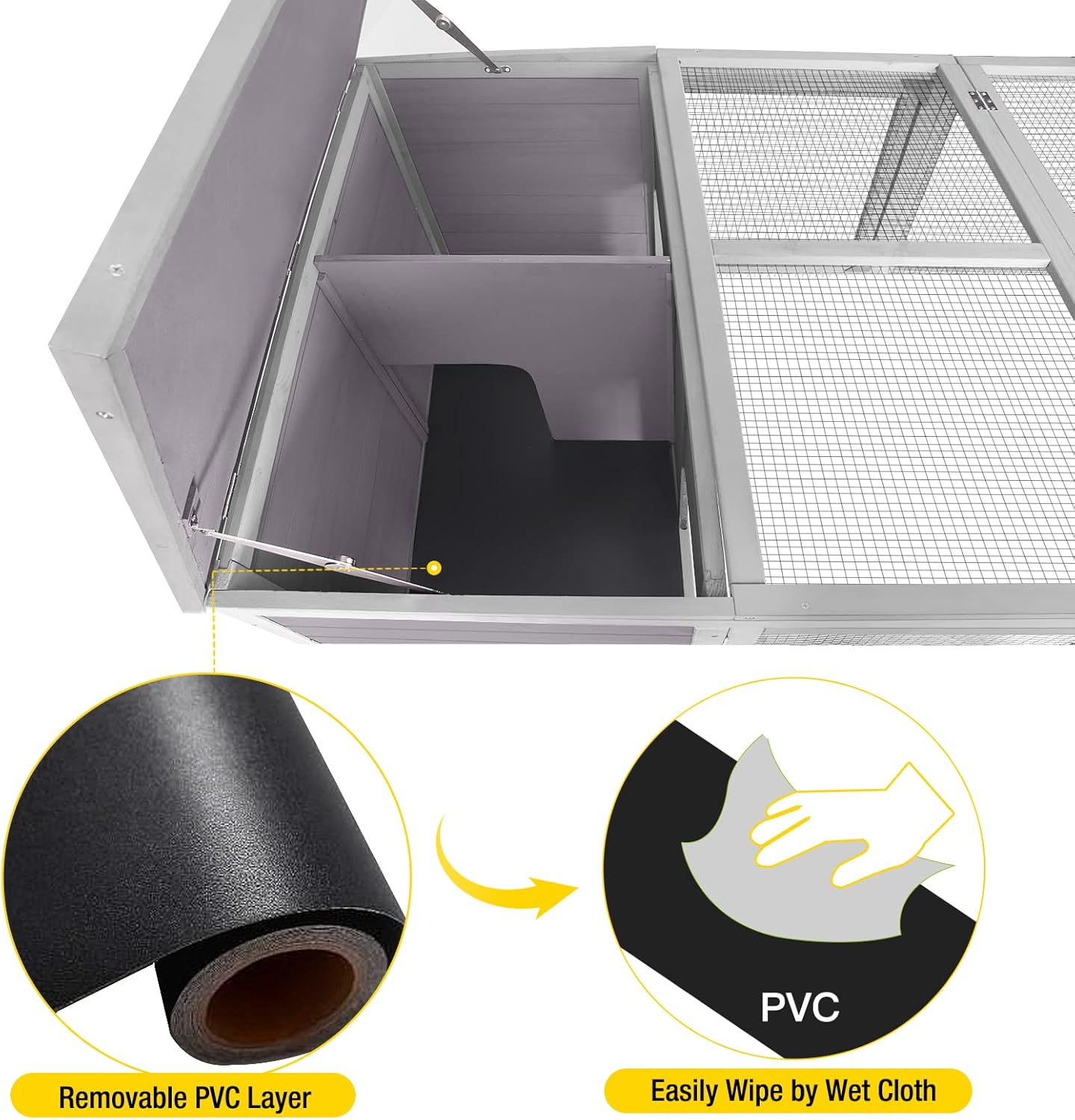 Aivituvin Rabbit Hutch Outdoor Large, Bunny Cage Indoor for 2 Rabbits, Poultry Playpen Duck Cage Playpen for Small Animals with Easy to Clean PVC Layer