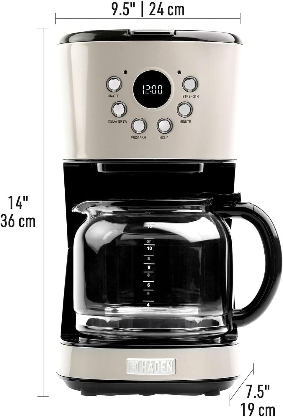 Haden Retro Style Stainless Steel Dorset Toaster, Electric Kettle, 12 Cup Coffee Maker, and 0.7 Cubic Foot Microwave Appliance Set, Putty Beige