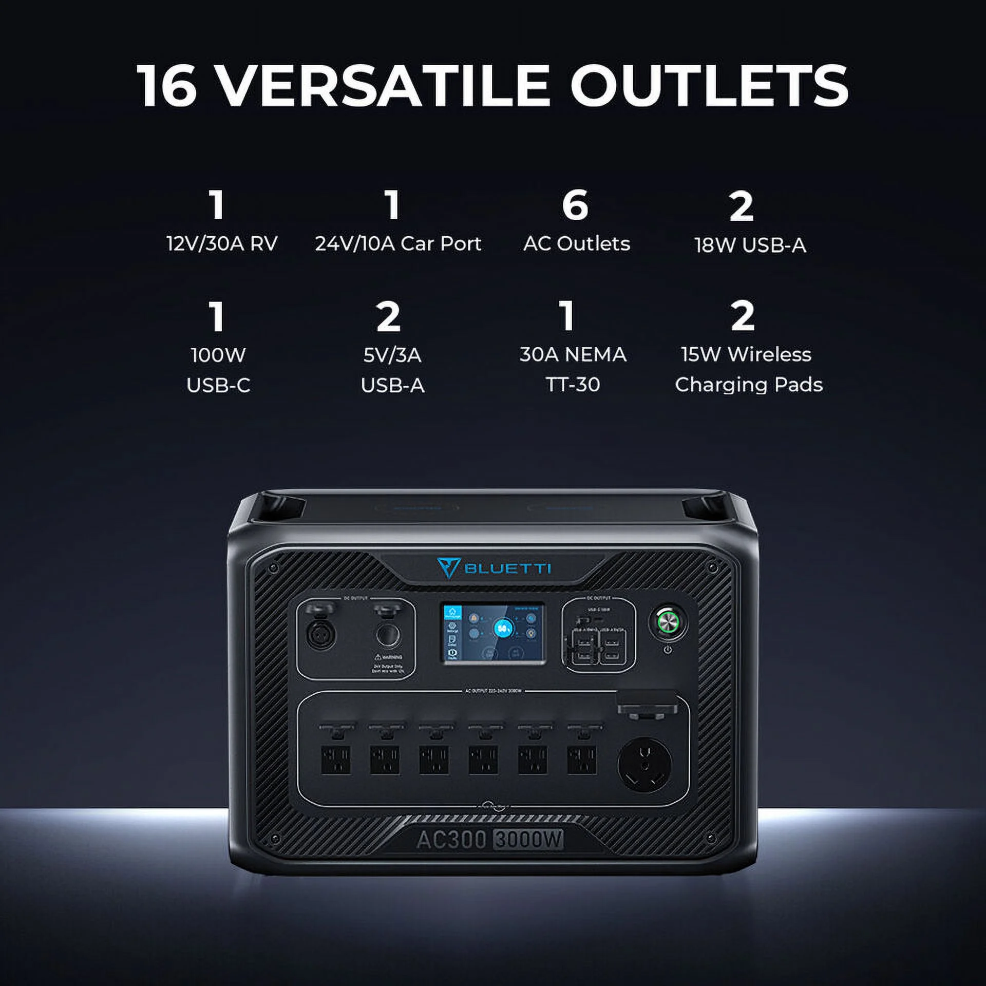 BLUETTI AC300+B300 3072Wh LiFePO4 Power Station, 3000W Expandable Solar Generator for Camping, RV Travel, Home Backup, Power Outage