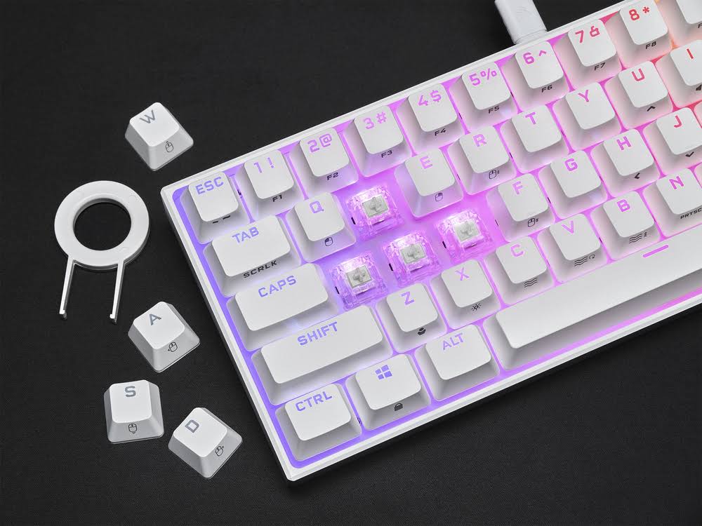 Corsair K65 RGB Mini 60% Mechanical Gaming Keyboard - Cherry MX Speed - White