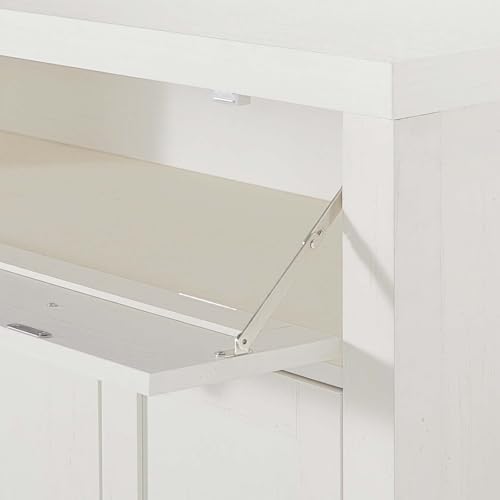 Sideboard Buffet Storage Cabinet, Modern Credenza Buffet Table Accent Cabinet with Flip Door 1 Drawer, 4 Adjustable Shelf, Console Coffee Bar Cabinet for Kitchen Entryway Living (Antique White)