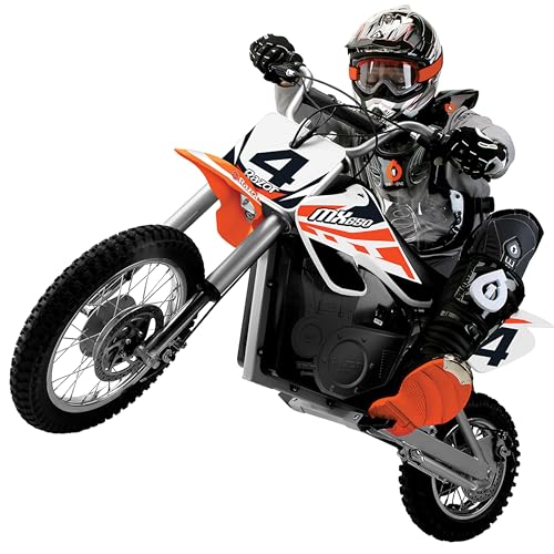 Razor MX650 Dirt Rocket Off-Road Motocross Bike–36V Electric Ride-On, Up to 17 mph, Front & Rear Suspension, Hand-Operated DualBrakes, Twist Grip Throttle, Authentic Motocross Bike Geometry