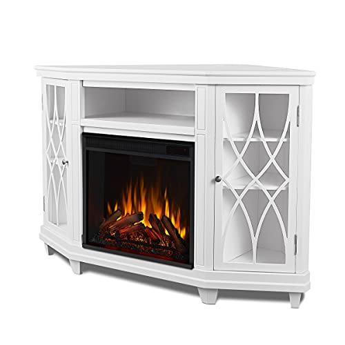 Real Flame Lynette 56" Corner Electric Fireplace TV Stand for TVs up to 55 inches, Entertainment Center with Electric Fireplace, Living Room TV Stand with Fireplace.
