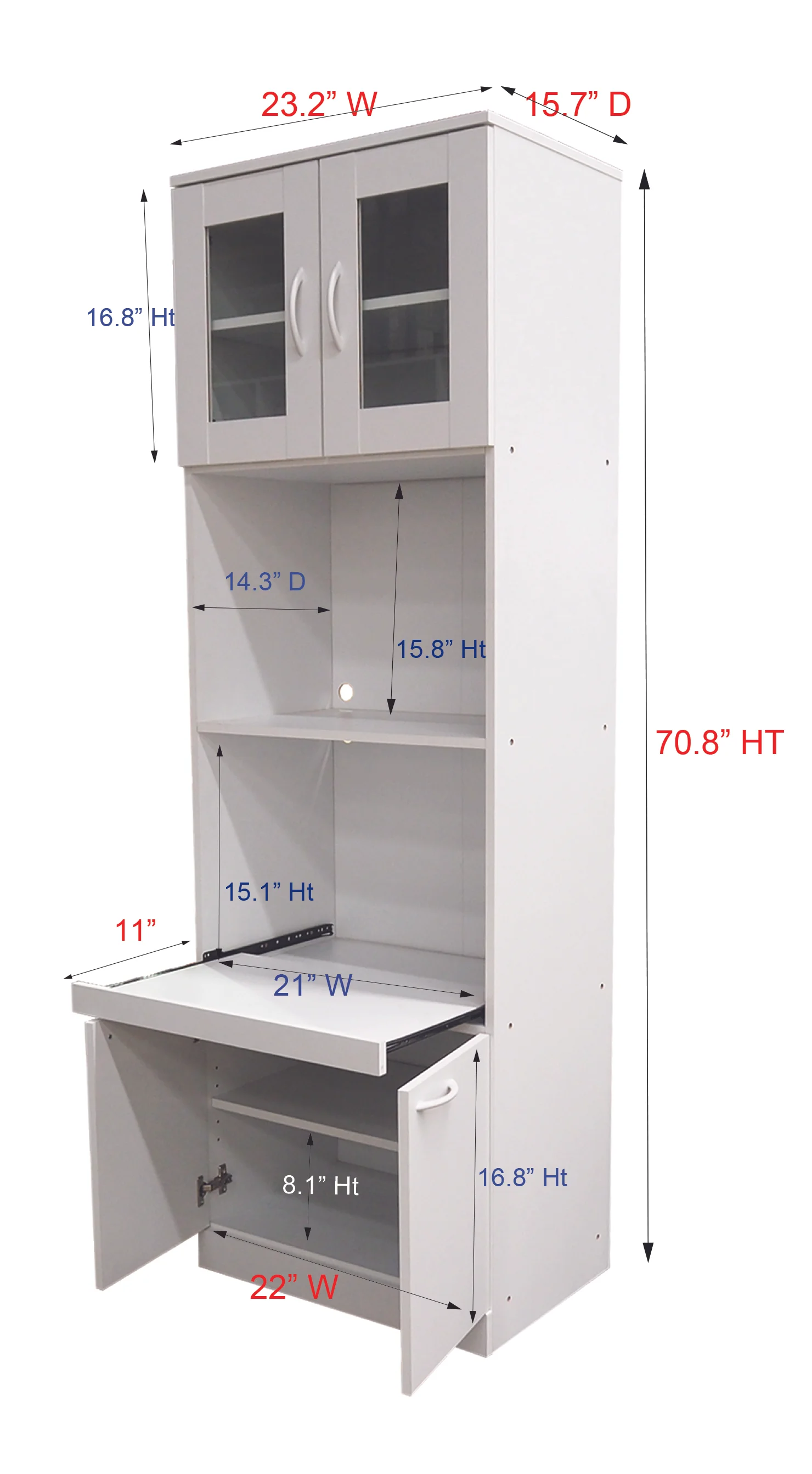 Kings Brand Furniture Tall Kitchen Pantry, Microwave Storage Cabinet, White