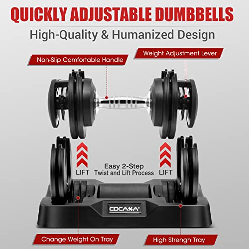 Adjustable Dumbbell Set, 25lb/55lb Free Weight Set Pair Fast Adjust Dumbbell Weight for Exercises,Dumbbells for Men and Women Home Gym Workout Equipment