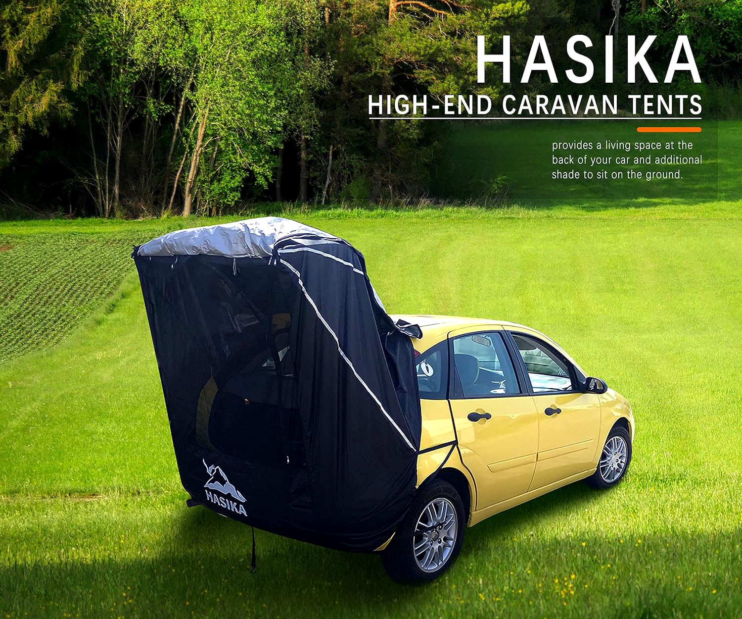Tailgate Shade Awning Tent for Car Camping Road Trip Essentials Midsize to Full Size SUV Van Waterproof 3000MM Black (Small)