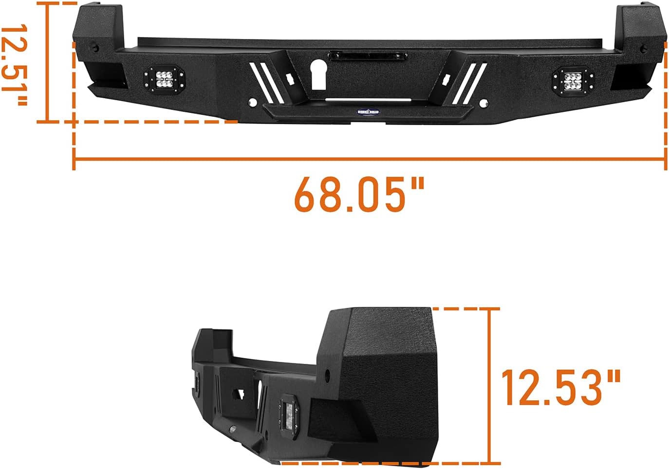 Hooke Road Tacoma Rear Bumper w/Sensor Holes + Stubby Front Bumper for Toyota Tacoma 3rd Gen 2016 2017 2018 2019 2020 2021 2022
