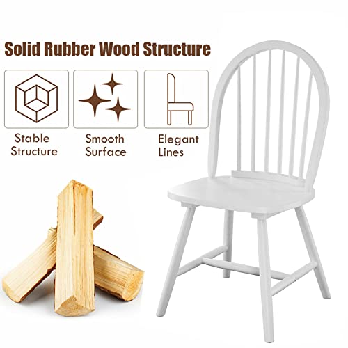 Windsor Dining Chairs Set of 2, 18 Inch Wood Spindle Back Dining Chairs,Vintage Country Farmhouse Armless Side Chairs with Wide Seat, Solid Wood Legs High Back Seating Chairs (Black)