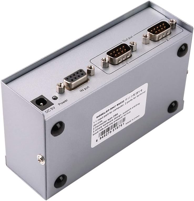 DTECH Industrial 8 Port RS232 Serial Splitter Switch Box with Power Adapter for Sharing PCs and Capture Data - COM Port Expander 1x8