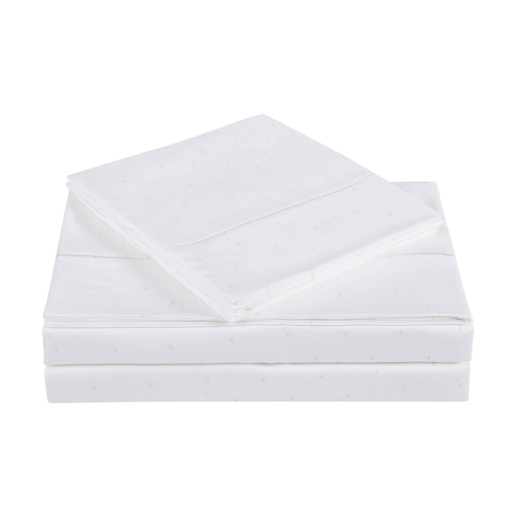 Charisma 310 Thread Count Classic Dot Sheet Set California King Bright White