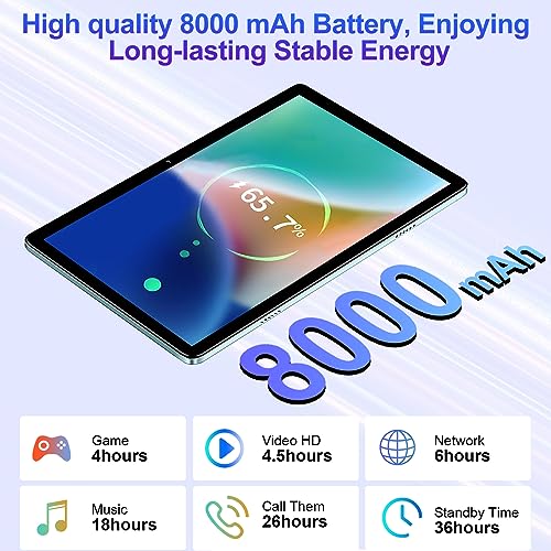 FACETEL Tablet 10.1 inch Android 13 Tablet Octa-Core 2.0 GHz, 14GB RAM 128GB ROM TF 1TB, 5+8MP Camera, 8000mAh Battery, 5G WiFi, Bluetooth 5.0, HD IPS Screen Tablet with Keyboard Mouse - Black