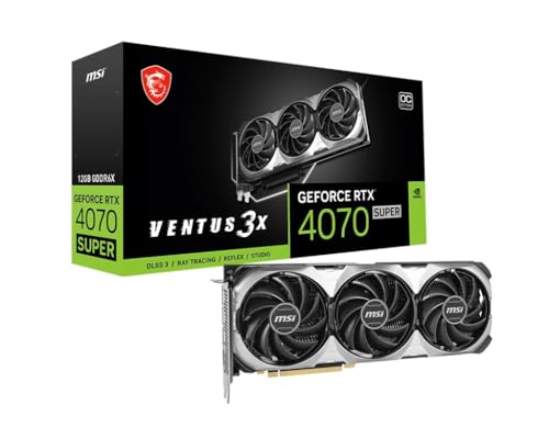 MSI GeForce RTX 4070 Super 12G Ventus 3X OC Gaming Video Card - 12GB GDDR6X, PCI Express Gen 4, 192-bit, 3X DP v 1.4a, HDMI 2.1a (Supports 4K & 8K HDR)