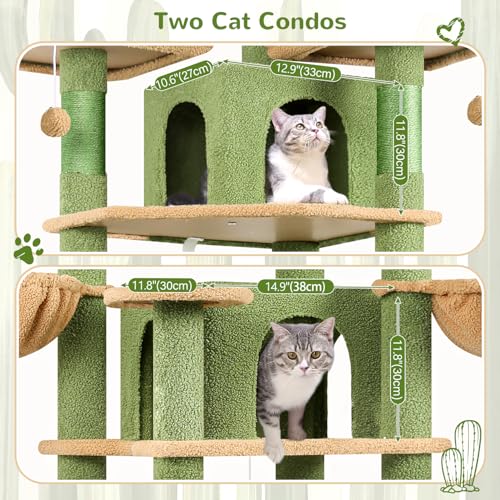 Globlazer Big Cat Tower for Indoor Cats, 80inch Cat Tower for Multiple Adult Cats XXL Cat Tree with Scratching Post, Hammock, 3 Perches, 2 Condos, 2 Hanging Basket, F80, Light Grey