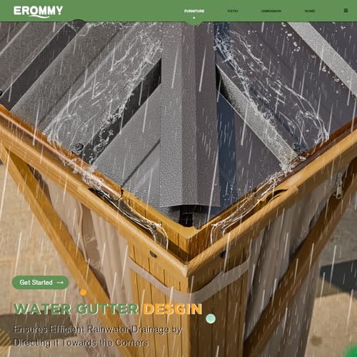 EROMMY 14'x20' Hardtop Gazebo Double Roof Galvanized Steel Canopy Outdoor Aluminum Frame Permanent Metal Pavilion with Netting and Curtains for Patio Backyard Deck and Lawns