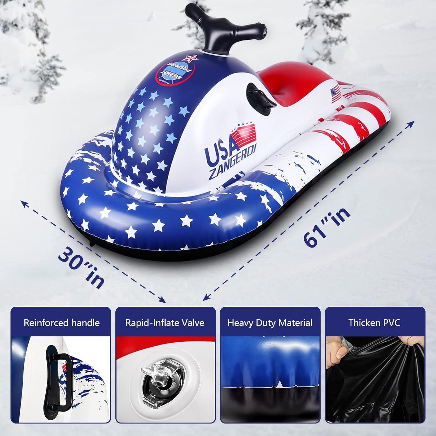 Snow Tube Snow Tubes for Sledding Snow Sled for Kids Snow Sleds for Kids and Adult Snow Tubes for Sledding Kids Snow Tube Heavy Duty Inflatable Snowmobile Snow Sled Snow Tubes for Adults Pack of 2