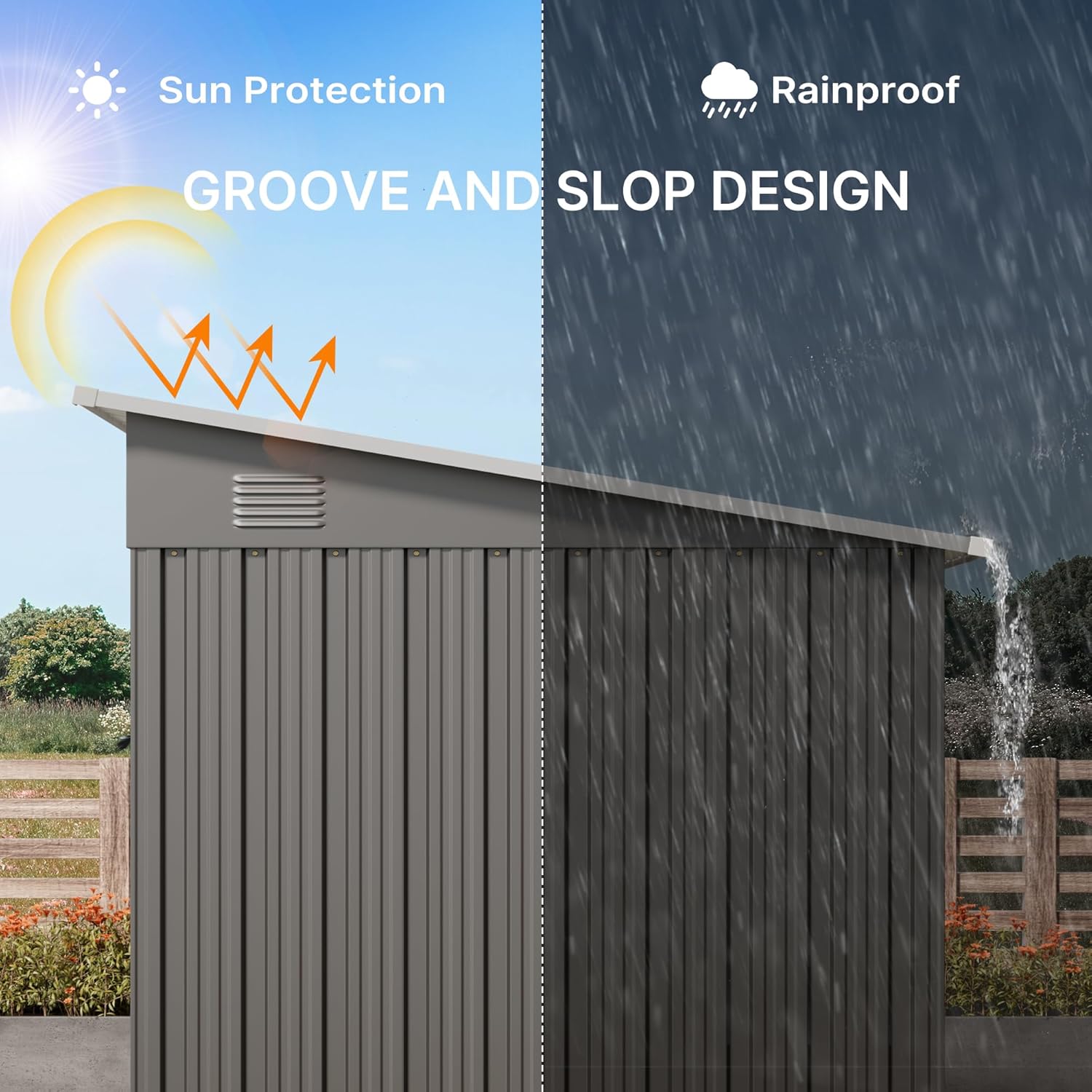 Gizoon 6' x 4' Outdoor Storage Shed with Sliding Doors, Versatile Metal with Anchors, Tool Shed with Transparent Panel Windows, Outdoor Storage Clearance for Backyard, Patio, Garden Dark Gray
