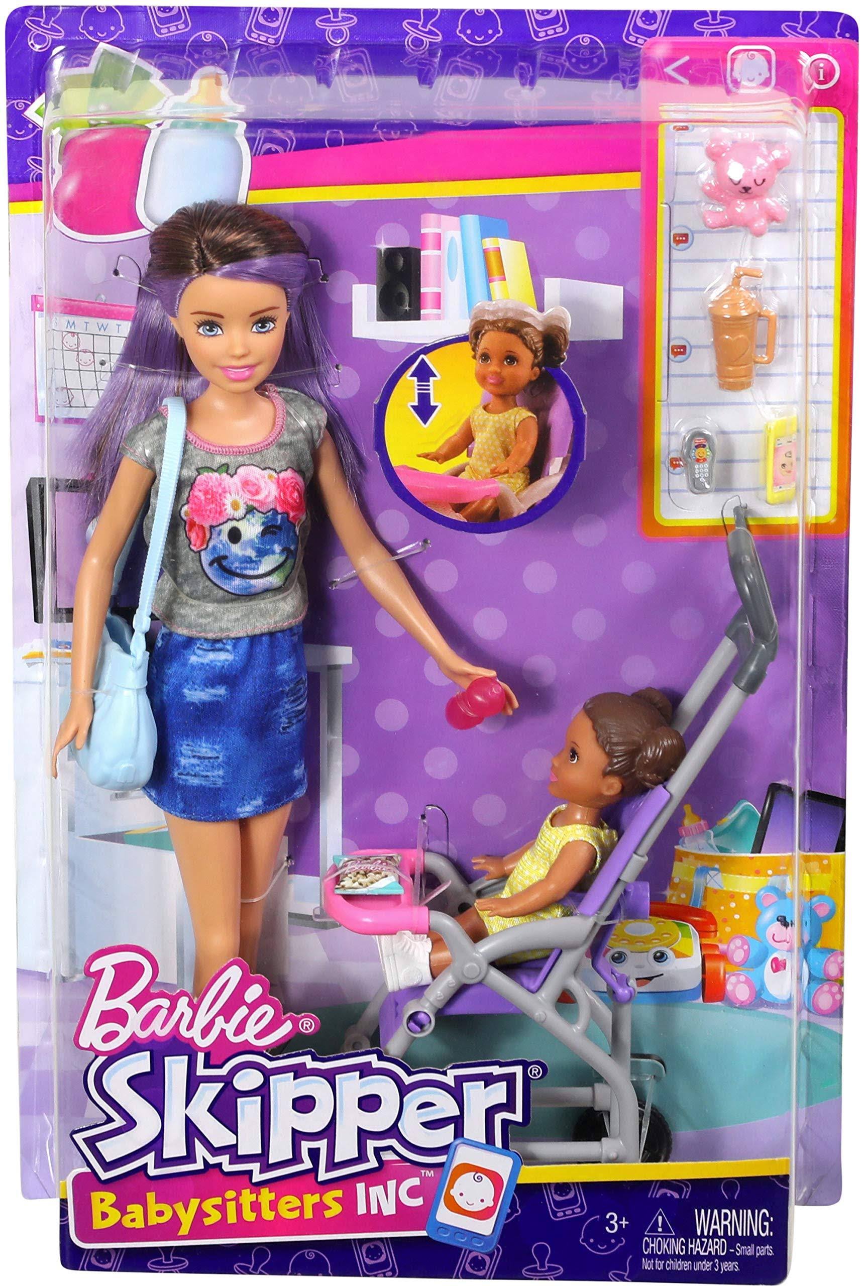 Barbie Skipper Babysitters Caucasian Doll and Stroller Playset