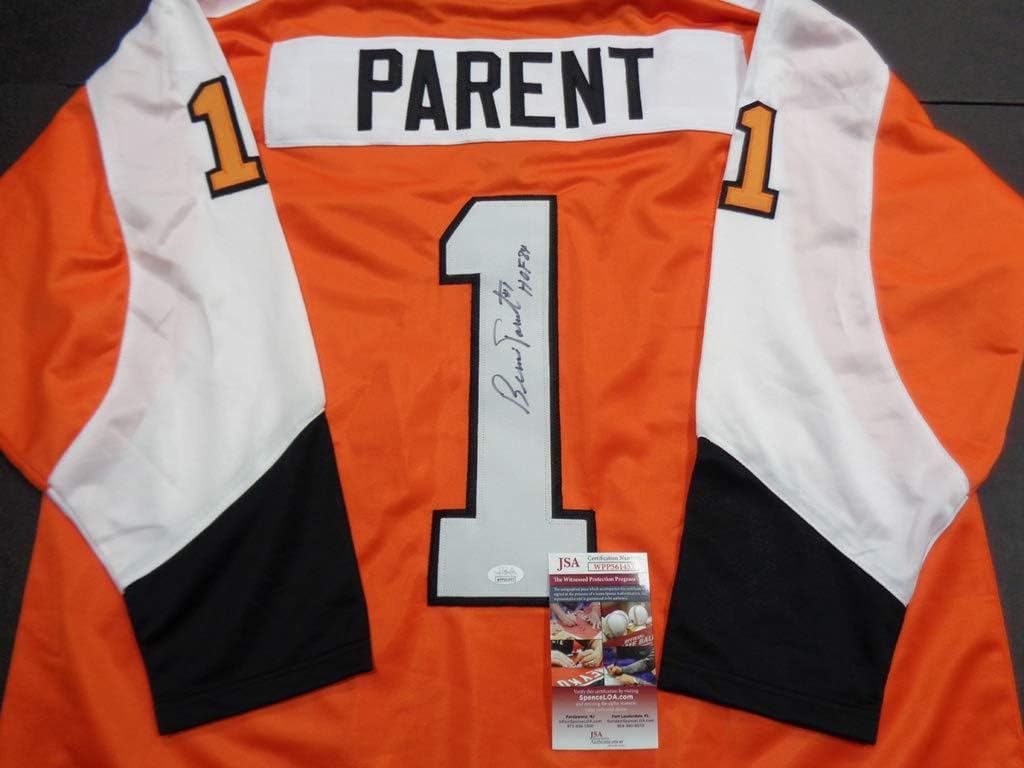Bernie Parent Autographed Philadelphia Flyers Retro Orange Replica Jersey JSA COA