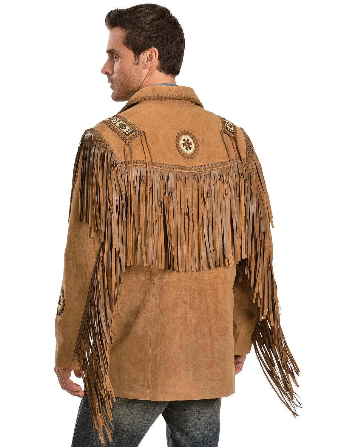 Scully Men&s Western Leather Fringe Coat