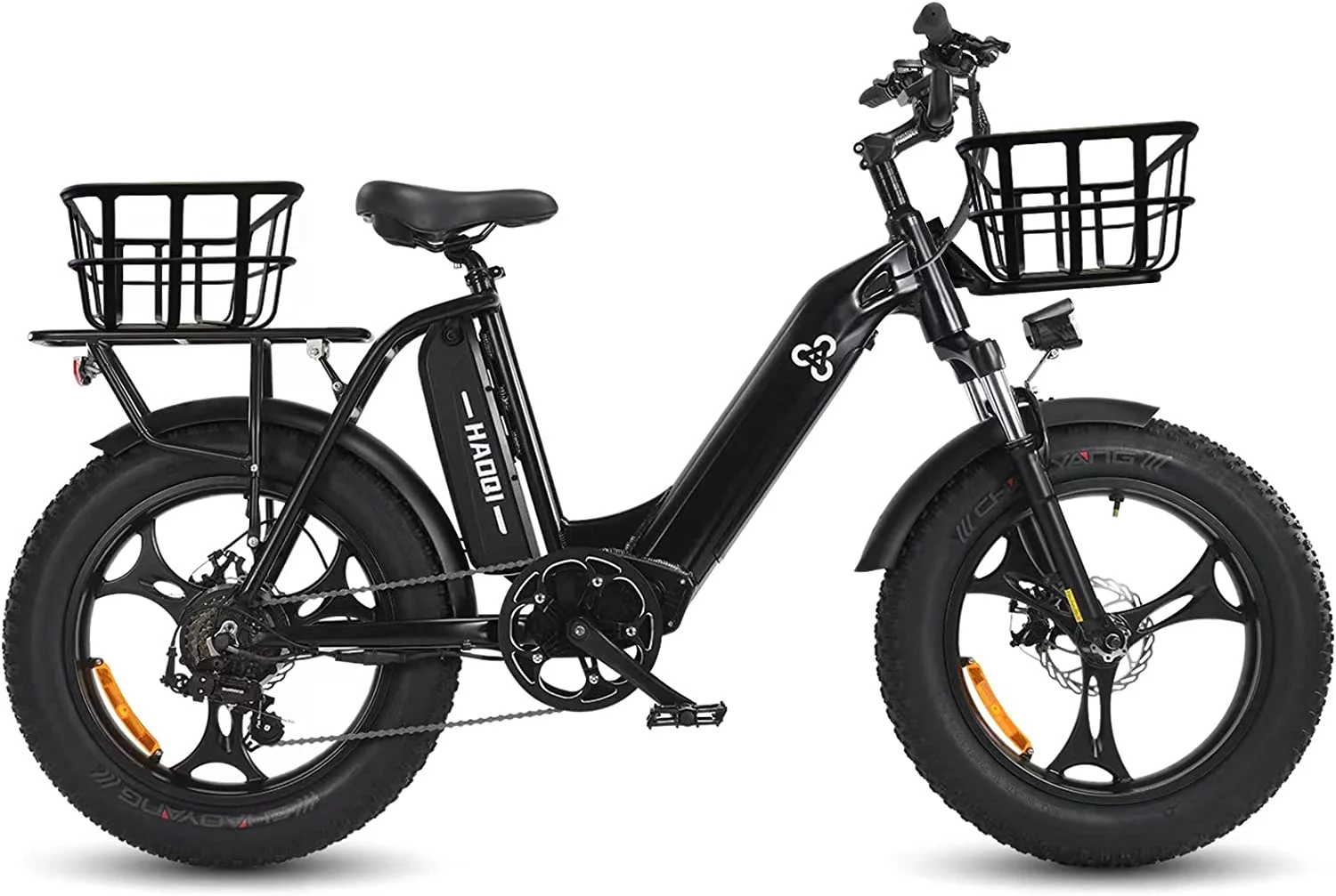 HAOQI Antelope Black Electric Bike for Adults 48V 25AH Removable Dual Lithium Battery, 500W BAFANG Motor, 20" x 4.0 Fat Tire Step-Thru Ebike up to 28MPH, Shimano 7-Speed - Curated Treasures Market