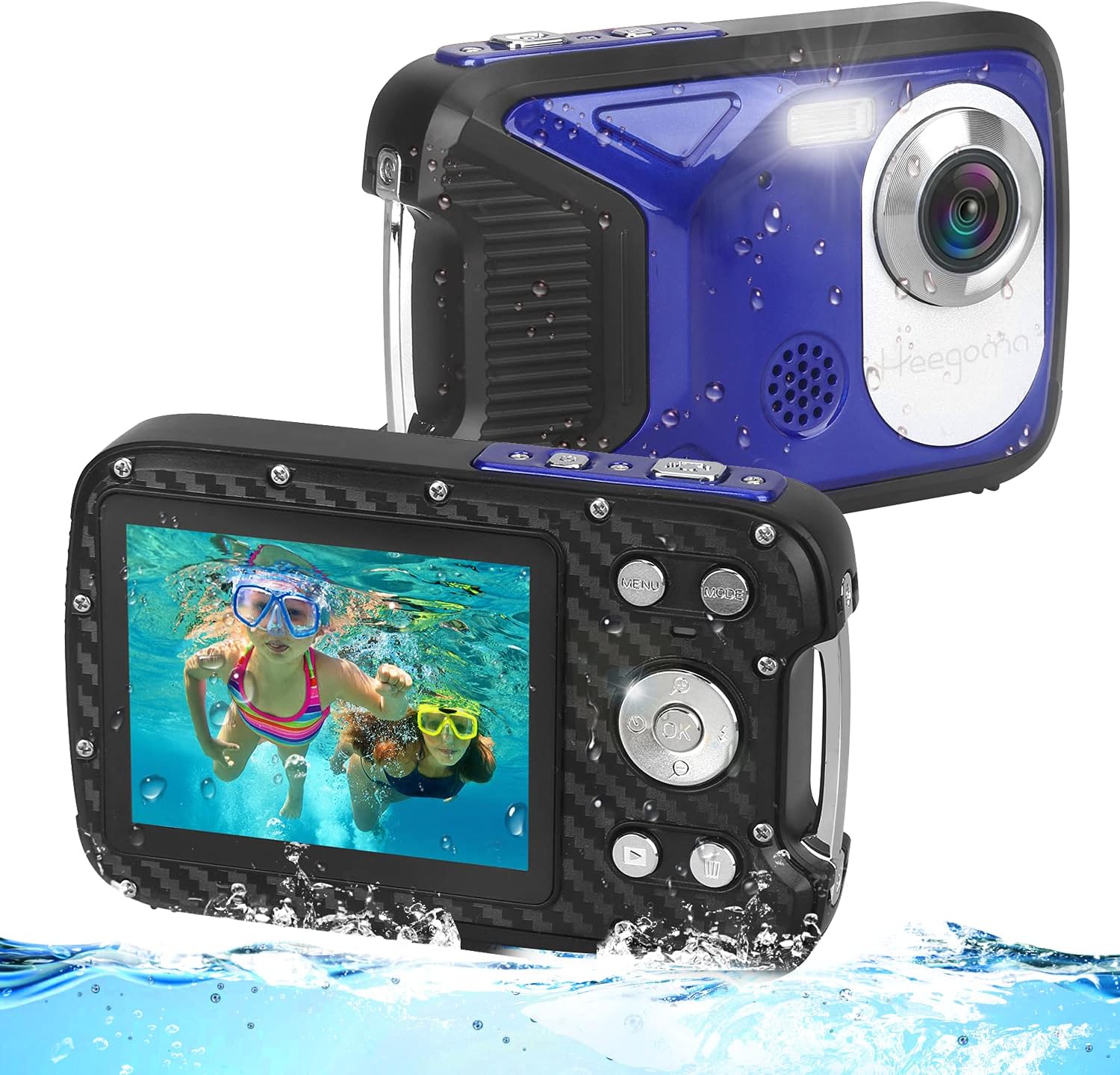 Waterproof Digital Camera for Kids,HD 1080P 16 FT Underwater Camera 2.8 LCD 16MP Kids Video Camcorder with Rechargeable Battery,Point and Shoot Camera for Teenagers Students Gifts