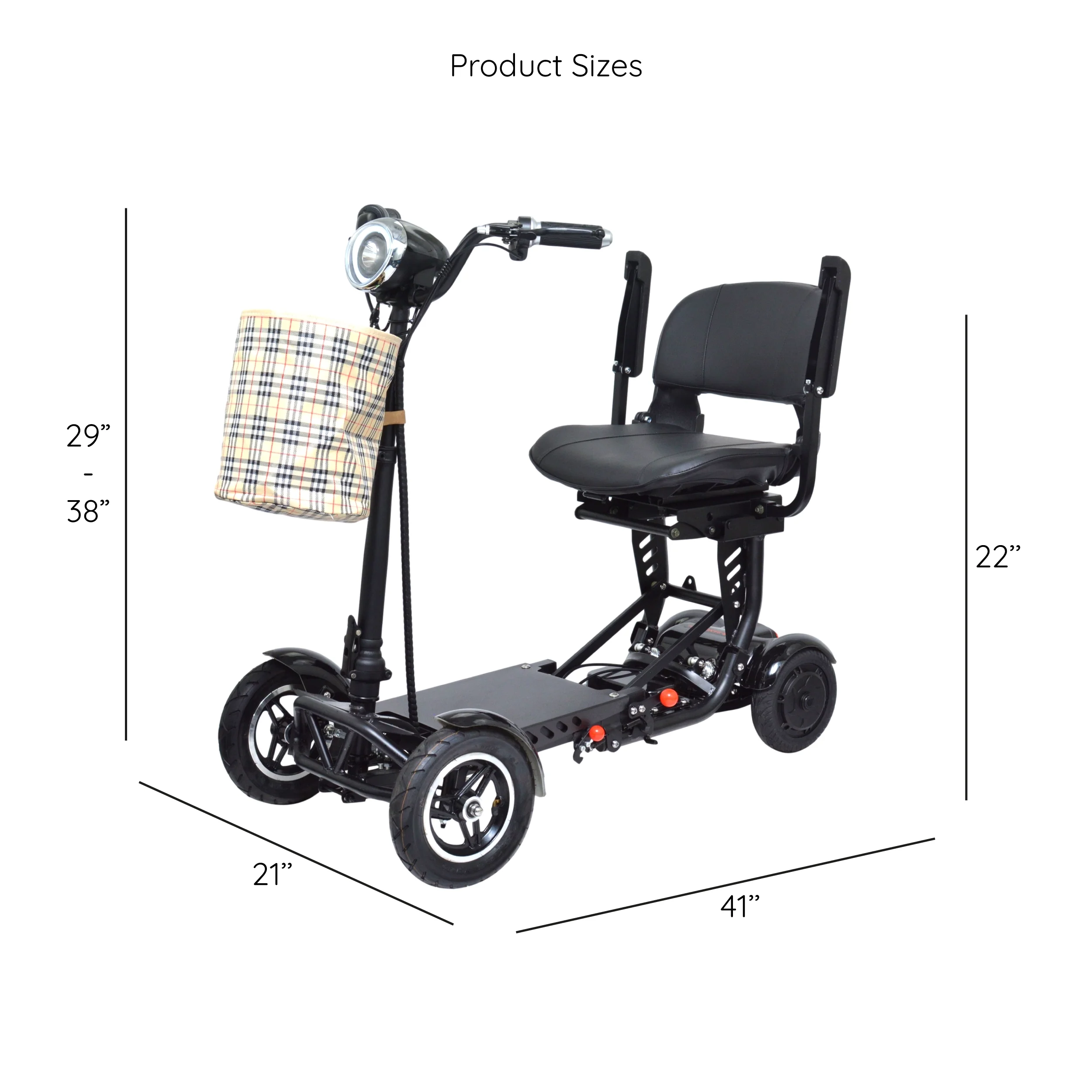 Bangeran Electric Mobility Scooter, 4 Wheel Foldable Portable, Up to 12 Miles - Blue