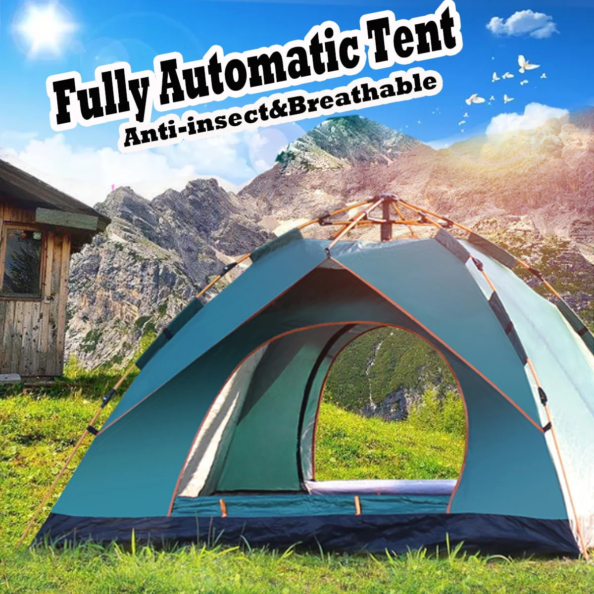 Pop Up Tent Family Camping Tent 3-4 People Person Tent Portable Instant Tent Automatic Tent Waterproof Windproof for Camping Hiking Mountaineering