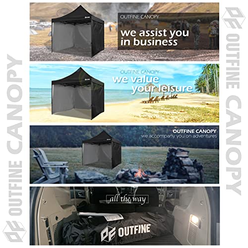 OUTFINE Heavy Duty Canopy 10x10 Pop Up Commercial Canopy Tent with 3 Side Walls Instant Shade, Bonus Upgrade Roller Bag, 4 Weight Bags, Stakes and Ropes (White, 10 * 10FT)