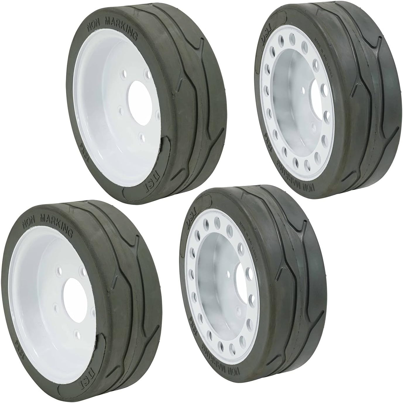 Mytee Products (4 Set) SkyJack 158437, 158438, Tires 12 x 4, (2 w/Plain, 2 w/Brake)- Model # SJIII3219, SJIII3015, SJIII3215, SJIII3019 | Non-Marking Wheel Assembly