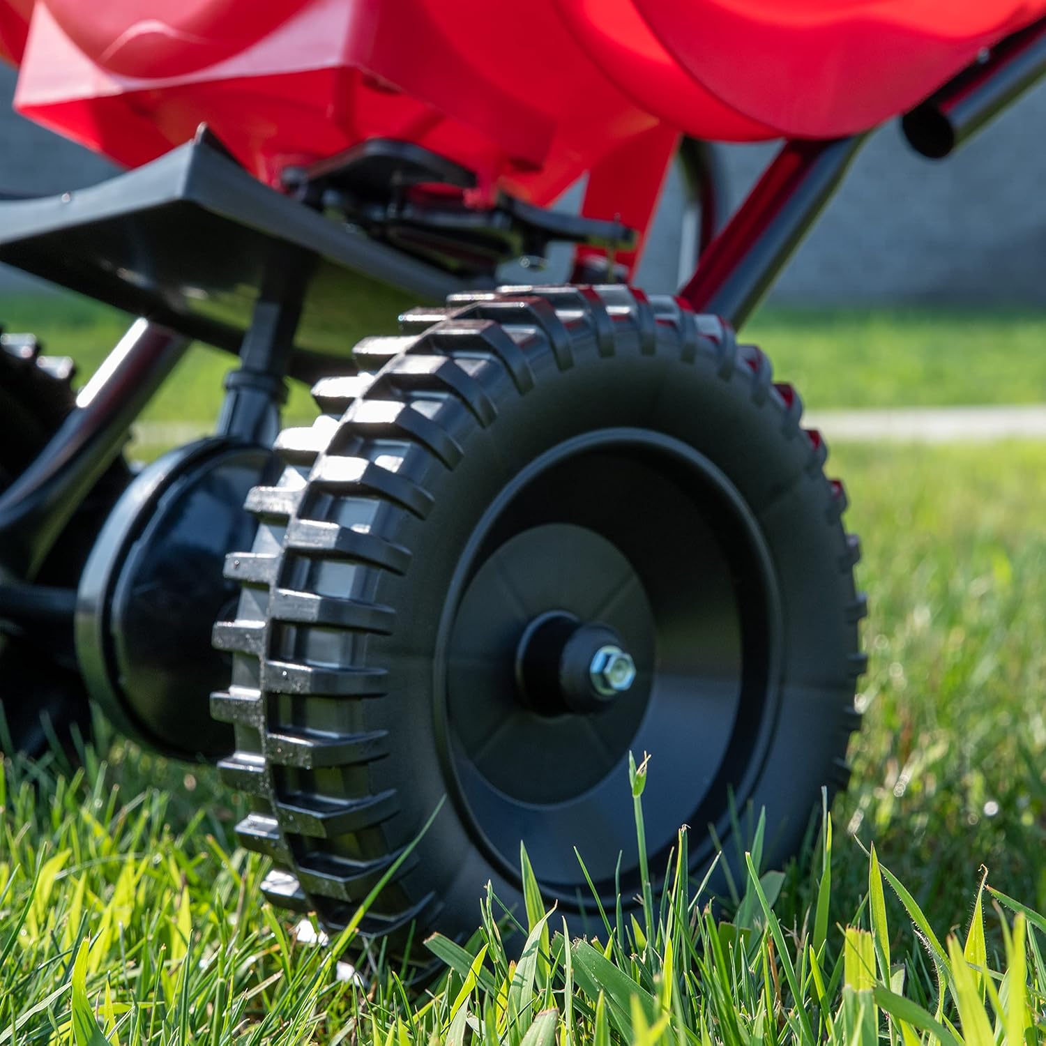 EarthWay 2030 Single Walk-Behind 65 LB Capacity Commercial Broadcast Spreader for Lawns and Gardens — Spreader for Grass, Fertilizer, Seeds — Includes Side Spread Control, Even Spread, Poly Tires Pack of 2