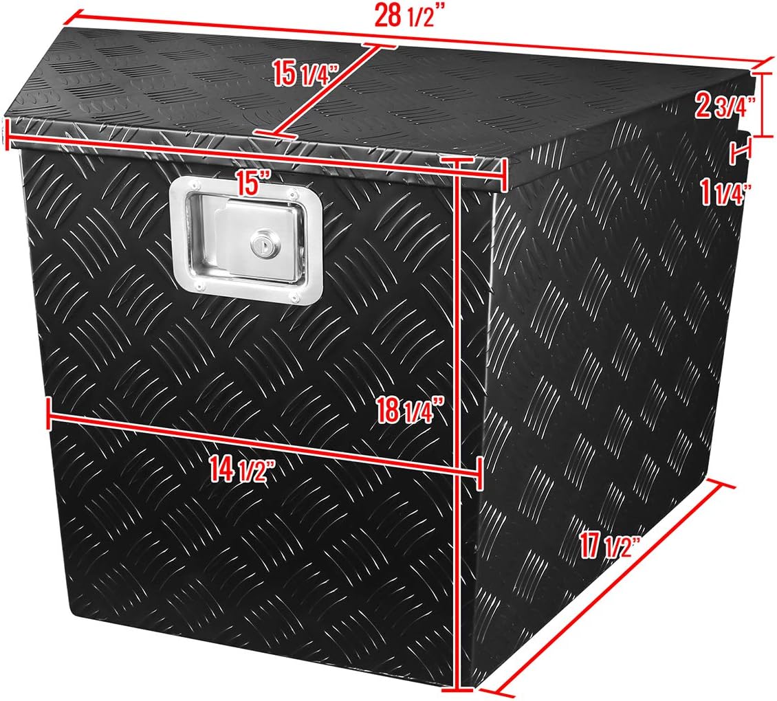 Carpartsinnovate For 29 Truck Pickup Black Aluminum Underbody Tongue Tool Box Trailer Storage+Lock