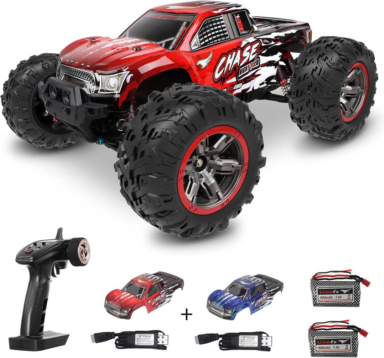 Brushless RC Cars for Adults 55+KM/H 1:16 High Speed Remote Control Car 4WD Rc Trucks for Boys 2.4GHz Off Road Monster Truck with Extra Shell,2 Battery,All Terrain Electric Toy,Gifts/Toys for Kids