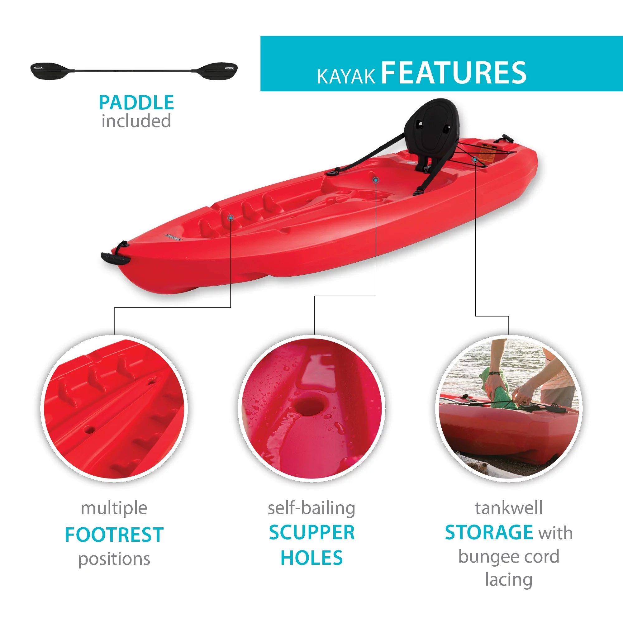Lifetime Daylite 8 ft Sit-on-top Kayak (Paddle Included), Dark Blue