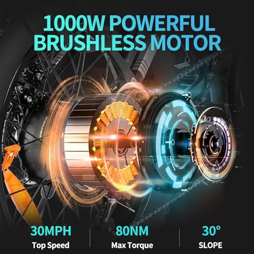 Electric Bike for Adults, 1000/2000W, 25/30/37MPH,48V-52V, 20AH,40AH Battery, Max 50-180 Miles Electric Motorcycle, 20" Fat Tire Dirt Bike, Shamano 7-Speed E-Bike