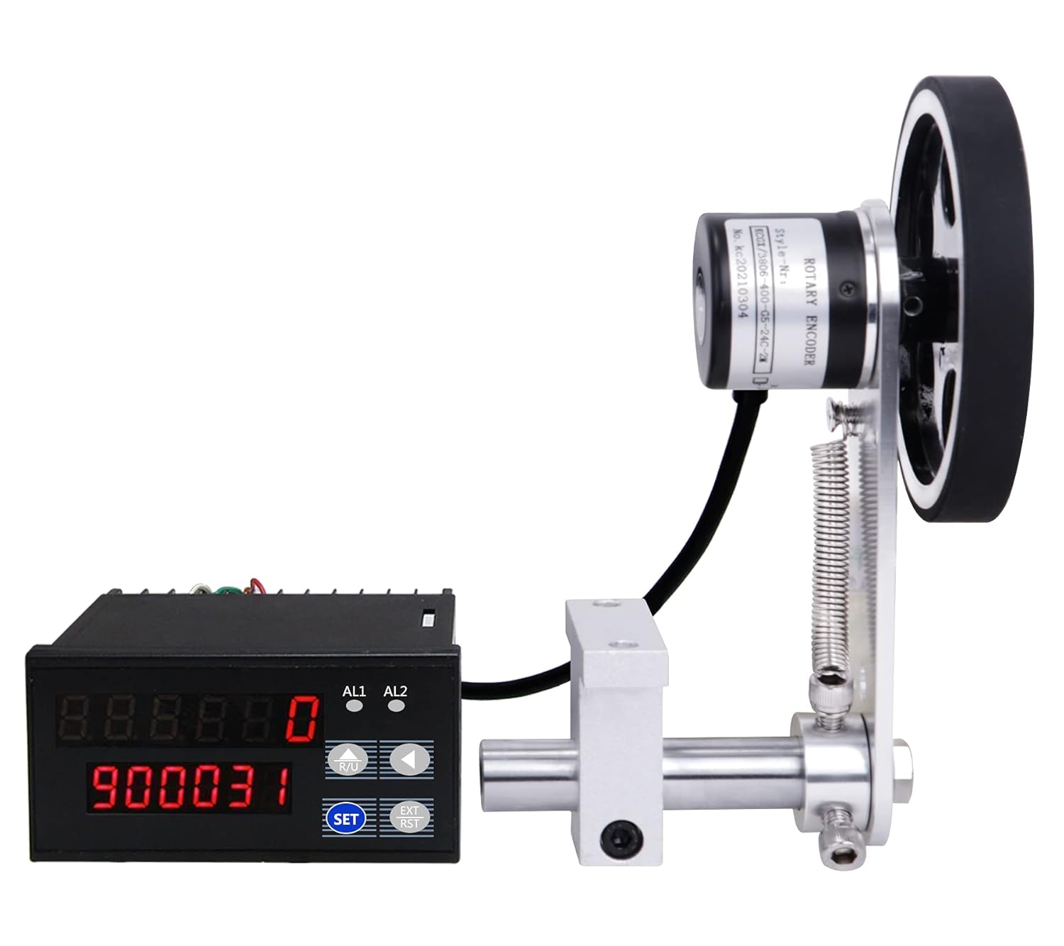 JIAWANSHUN Digital Length Meter Counter Mechanical Length Counter Single Measure Wheel Unit in Feet Meter with Control Function 0-999999
