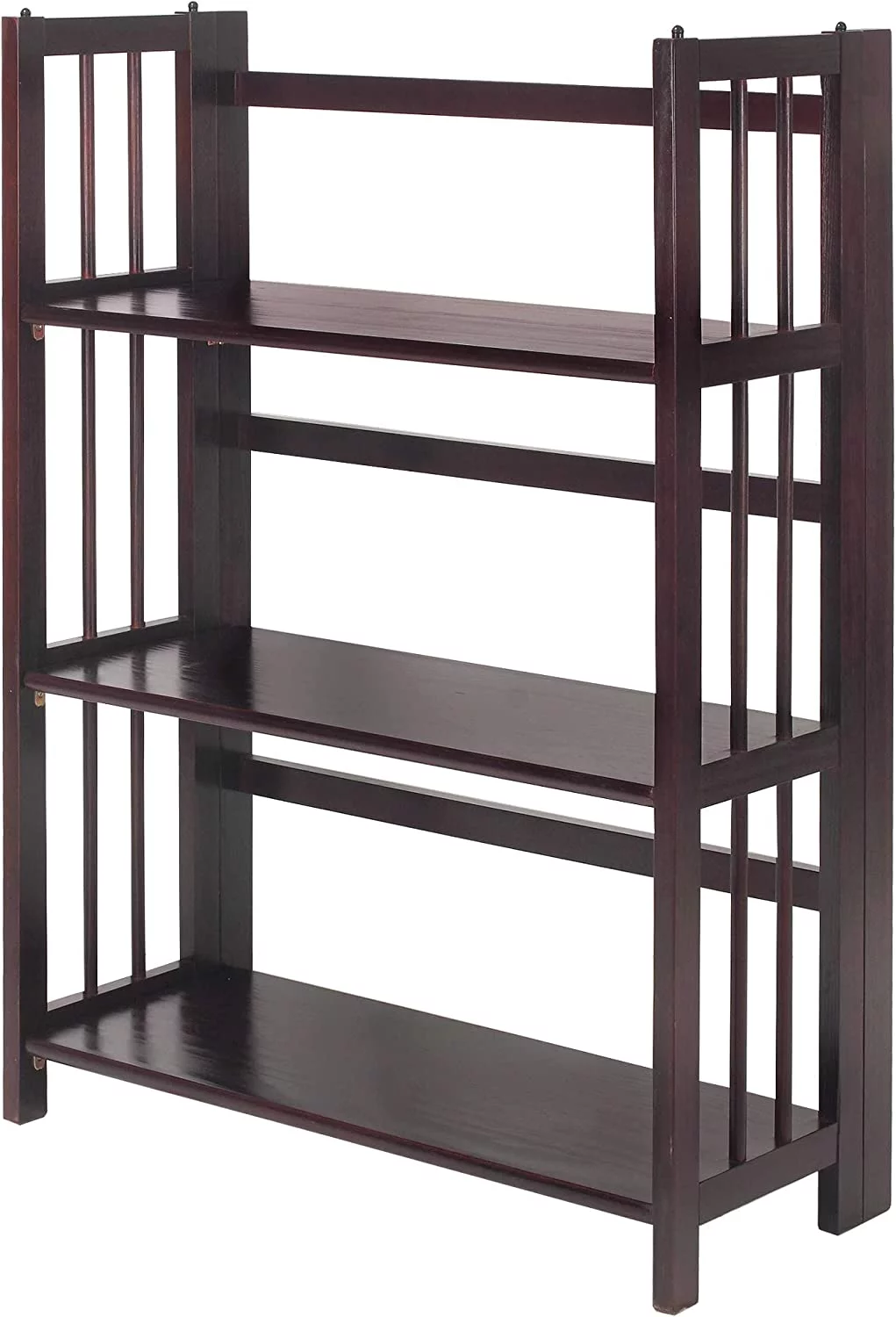 3 Shelf Folding Stackable Bookcase, 27.5" Wide, Espresso - Curated Treasures Market