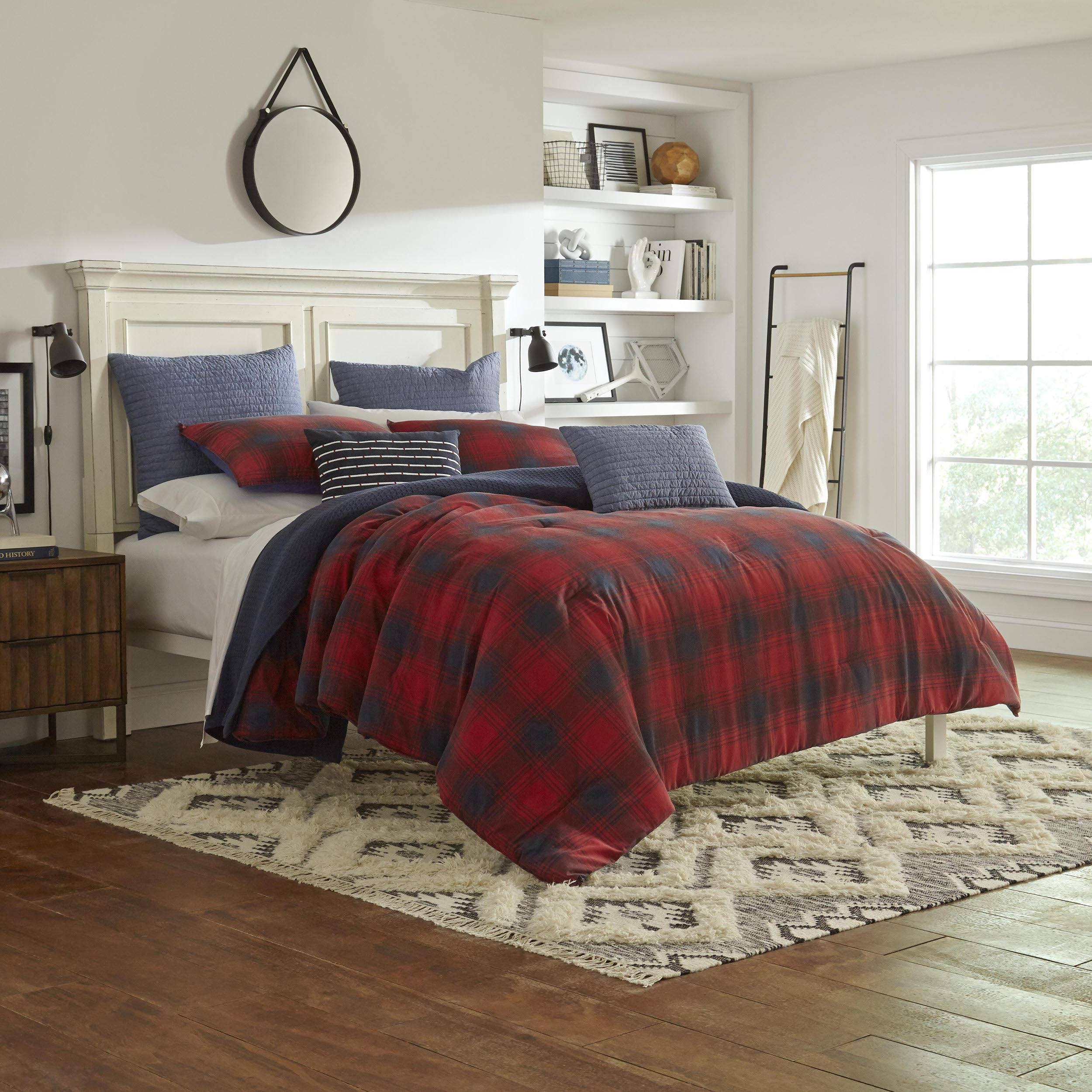 Nautica Brighton Duvet Cover Set, King, Red