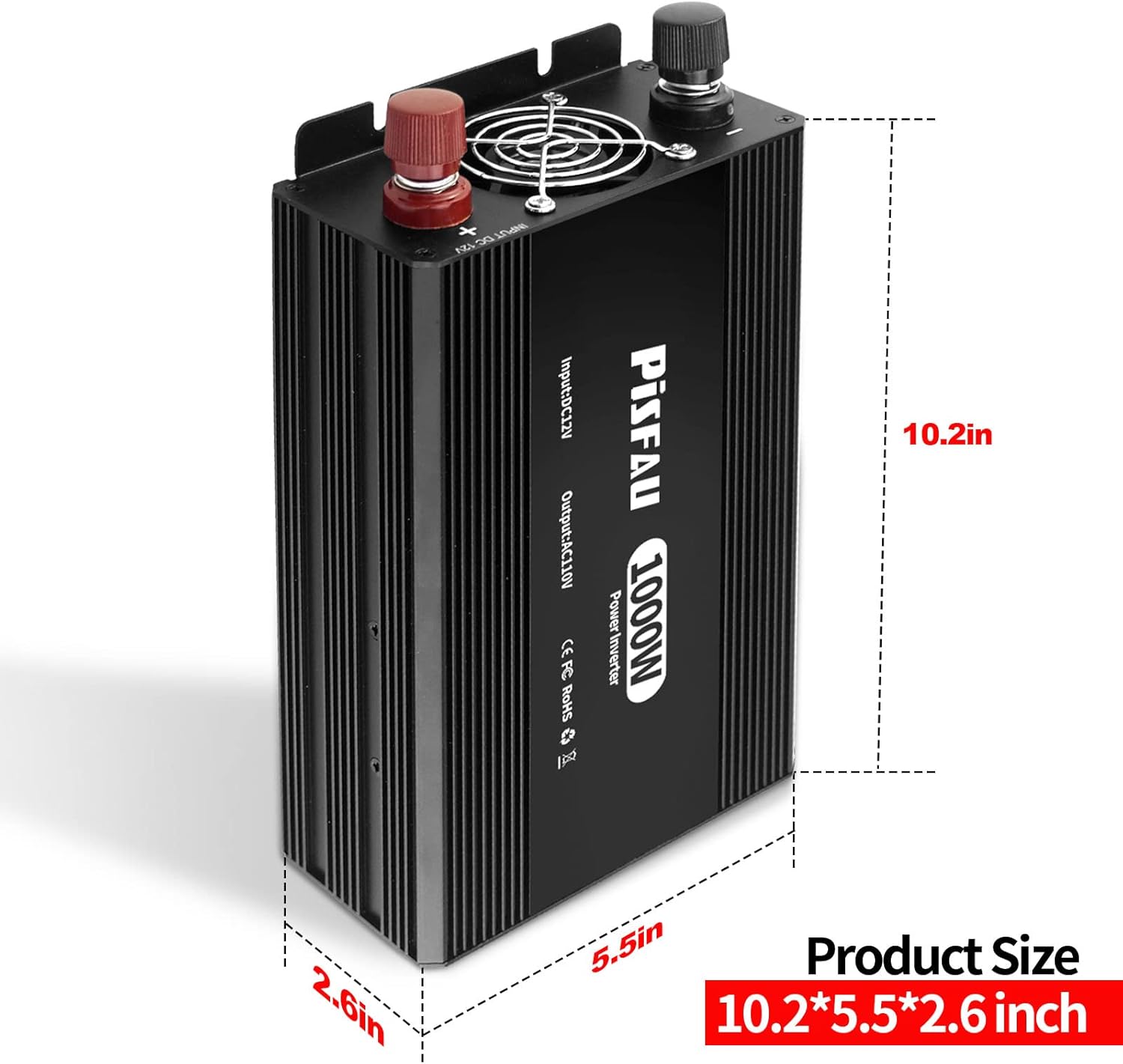 1000W Power Inverter 12V DC to 110V AC Converter with 3 AC Socketsm, Recommended for Camping Outdoor, Truck, Off-Grid Solar Power Inverter 12V to 110V AC Port Battery Inverter