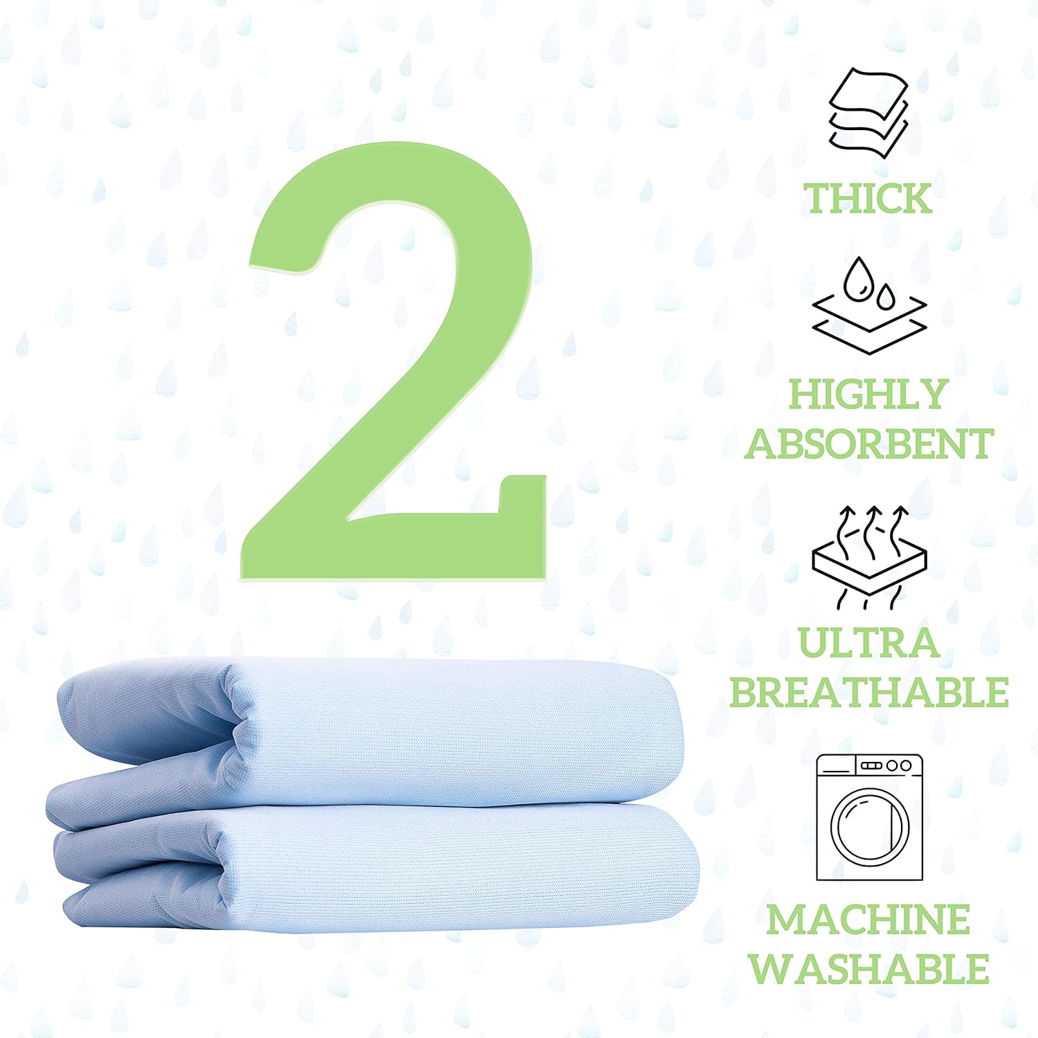 GREEN LIFESTYLE Washable Underpads, Pack - of 6 Large Bed Pads, 30" x 34", for use as Incontinence Bed Pads, Reusable pet Pads, Great for Dogs, Cats, Bunny & Seniors (6 Pack - 30x34)