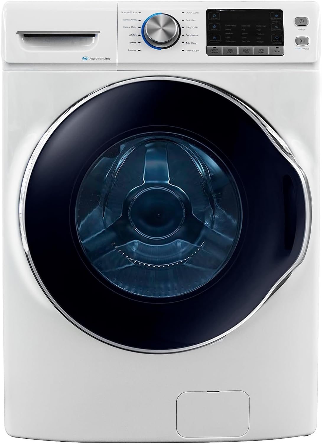 27" 4.5 Cu.Ft Front Loading Washing Machine, 18 Lbs Clothes Washer for Family, Water Plus, Quick Wash and Steam, 12 Washing Cycles, 120V, White