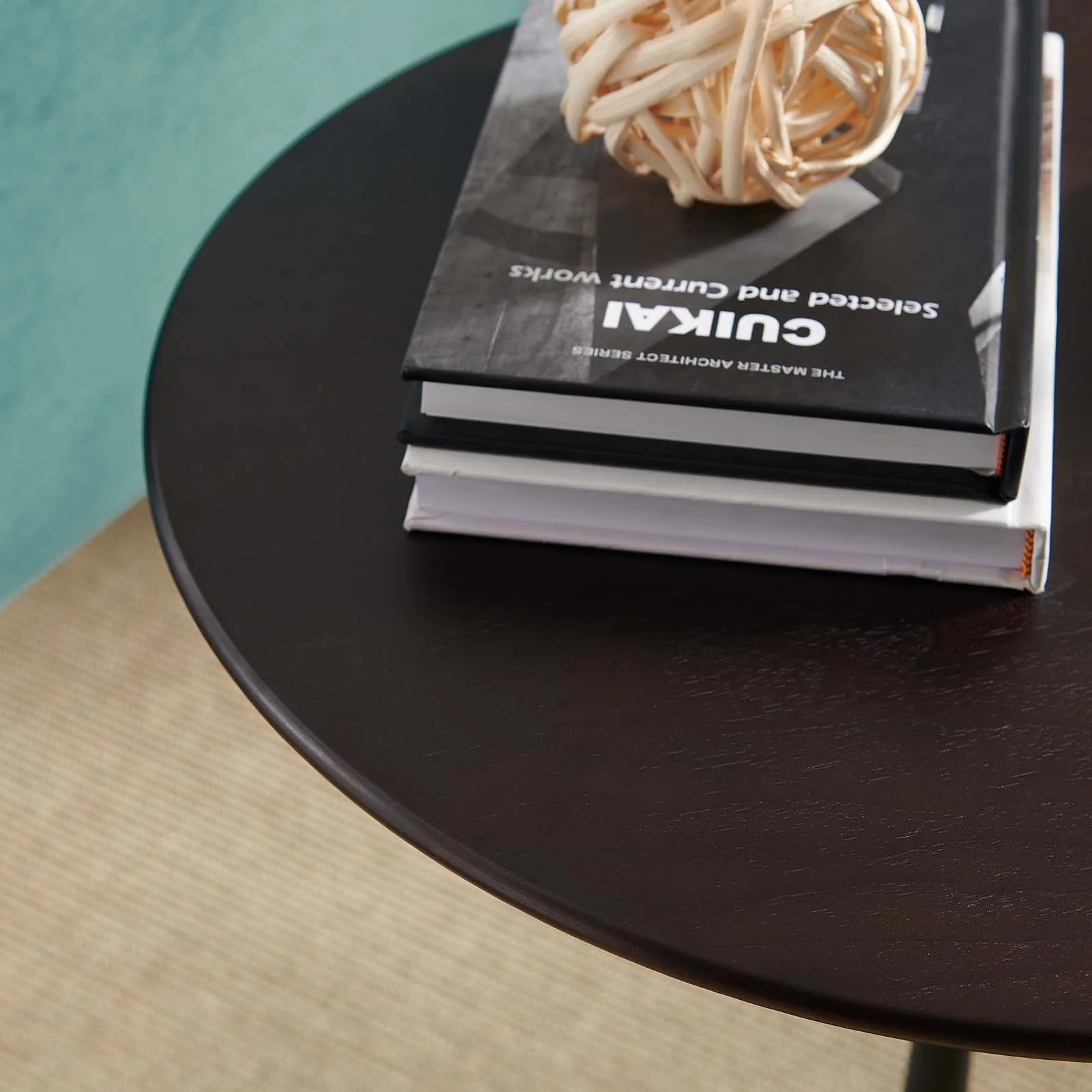 Modway Lippa 20" Round Wood Grain Side Table in Black Walnut
