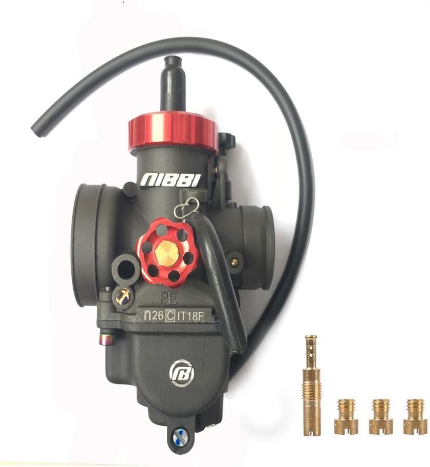 NIBBI Racing Performance Motorcycle Carburetor 26mm GY6 125CC Carburetor PE26mm With Carburetor Jets Fit YAMAHA KAWASAKI SUZUKI Apollo Dirt Bike Mini Bike SSR TTR KYMCO SYM TAOTAO GY6 Scooter Moped