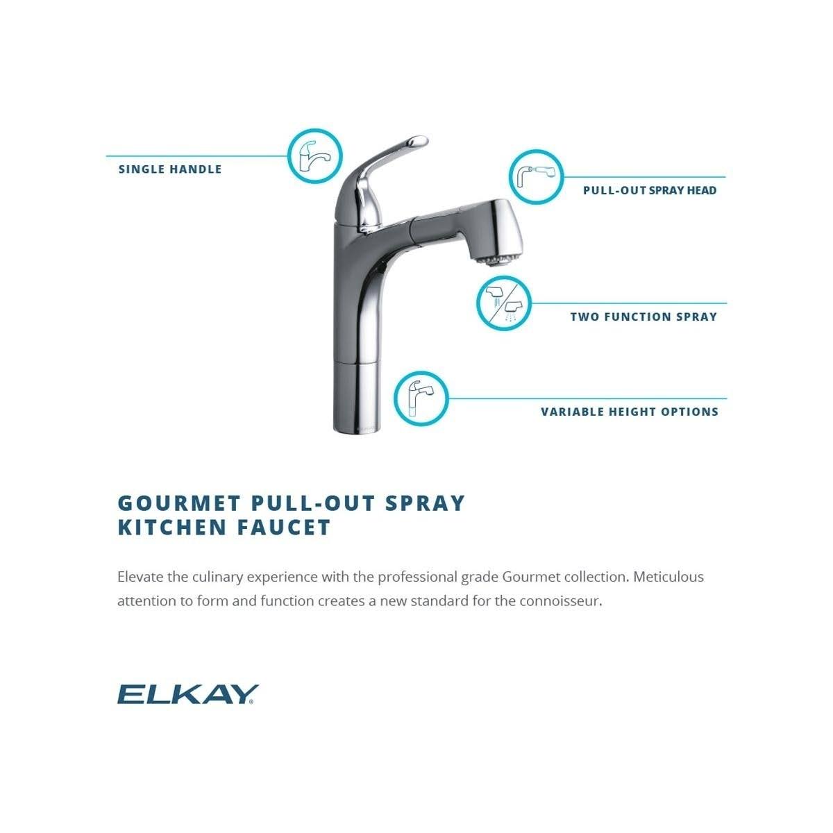 Elkay LKGT1041RB Gourmet Pull Out Single Handle Kitchen Faucet Oil Rubbed Bronze