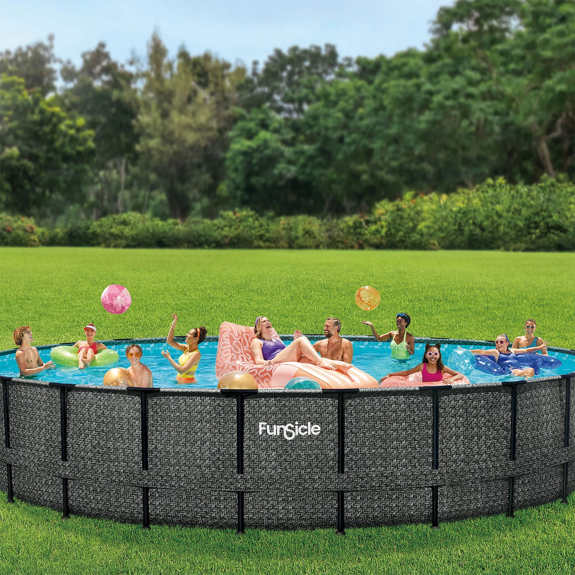 Funsicle 24' x 52" Oasis Designer Round Outdoor Above Ground Swimming Pool
