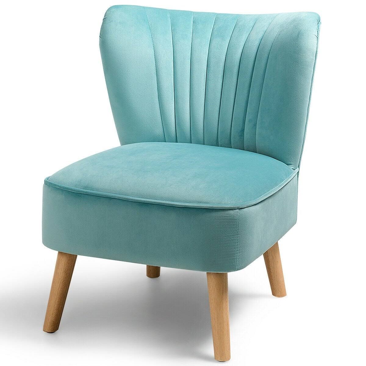 Armless Accent Chair Modern Velvet Leisure Chair - Green