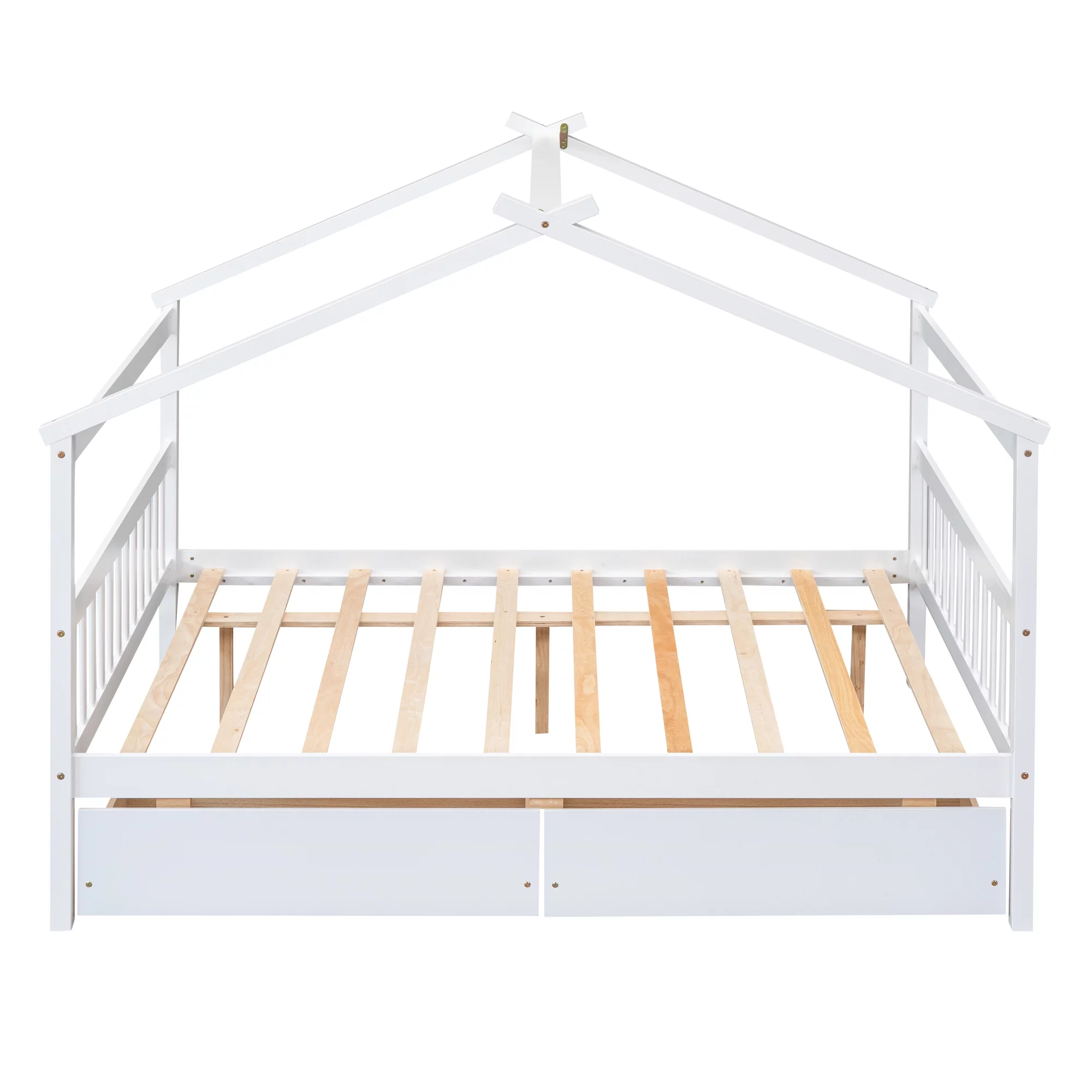 Bellemave Kids House Bed with Drawers Full Size Platform Bed with Storage Playhouse Design Wooden House Bed Frame With Headboard and Footboard for Boys Girls Teens, White