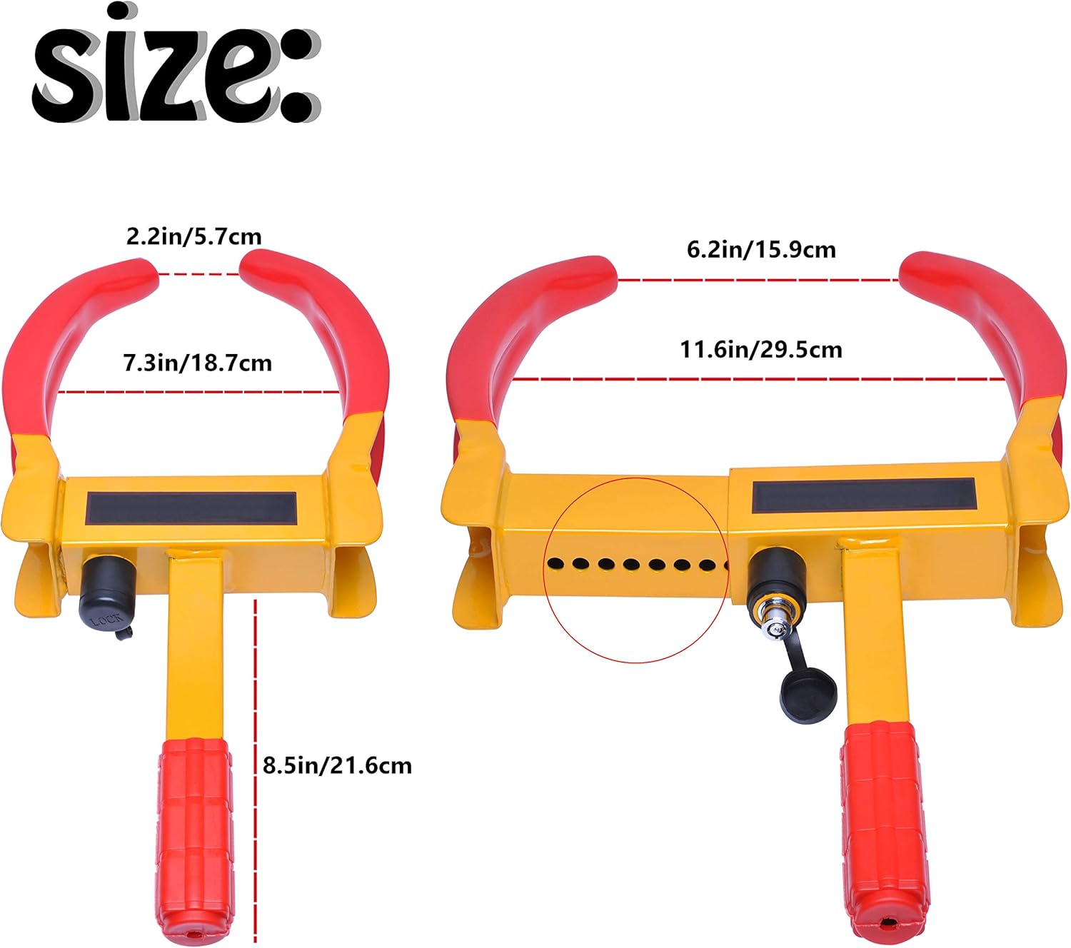 Ketofa Wheel Lock Clamp Boot Tire Claw, Tire Clamp Wheel Lock-Anti Theft Wheel Chock Lock Car Trailer Wheel-Security Travel Locking Claw Auto- Camper Car Van Truck for SUV fits(2 Pcs)