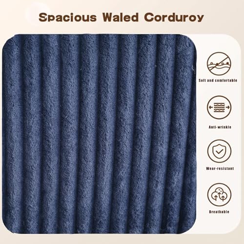 131" Modular Sectional Couch, Comfy Corduroy Striped Fabric Floor Sofa, Luxury U-Shape Sectional Sofa with Chaise Lounge, Free Combination Sleeper Sofa for Living Room, Apartment, Beige